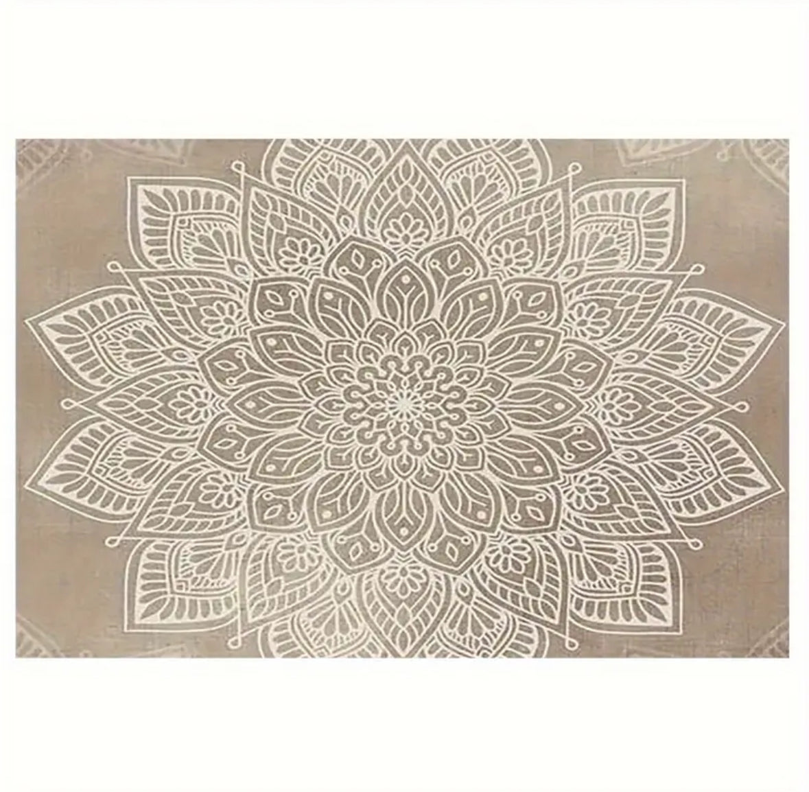 KokoBoho Neutral Mandala Placemats – Set of 4 White & Beige Dining Table Mats, Rustic Spiritual Home Décor
