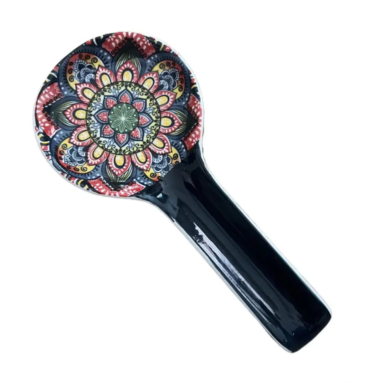 KokoBoho Mandala Spoon Rest – Colourful Ceramic Kitchen Accessory, Boho Cooking Essential