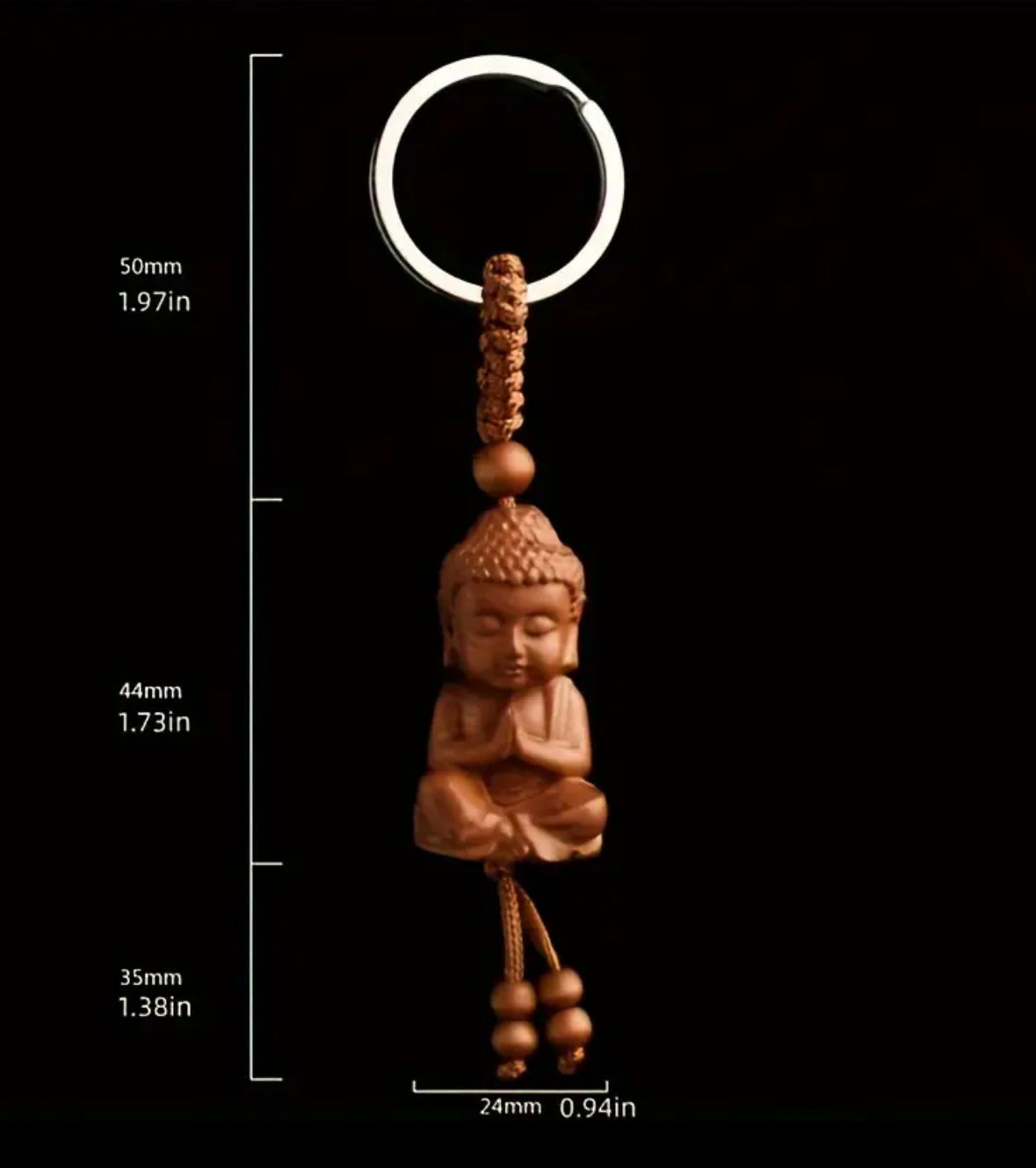 KokoBoho Mini Buddha Wooden Key Charm – Spiritual Keychain, Symbol of Peace & Protection