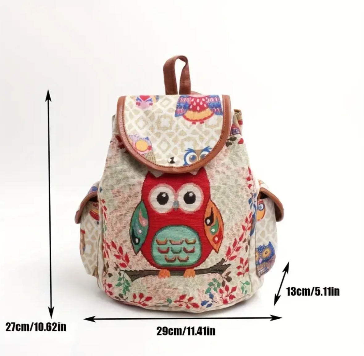 KokoBoho Owl & Floral Backpack – Boho Luxe School, Travel & Everyday Bag