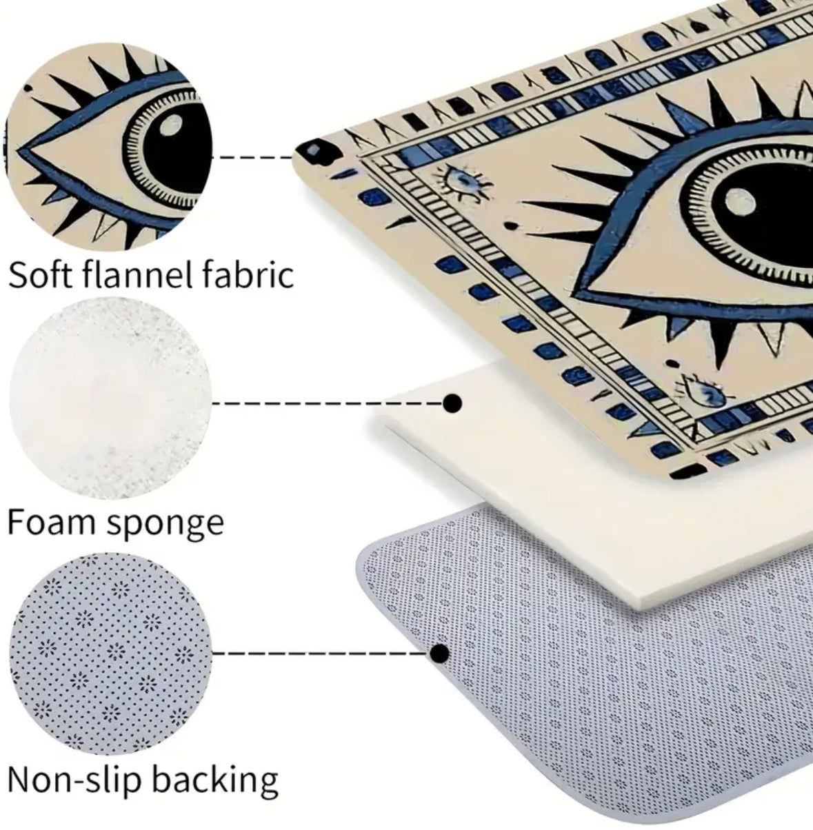 KokoBoho Evil Eye Bath Rug – Boho Bathroom Protection & Style