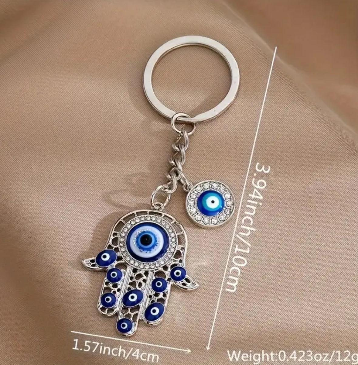 KokoBoho Hamsa Hand Key Charm with Evil Eye detail – Boho Good Luck Charm