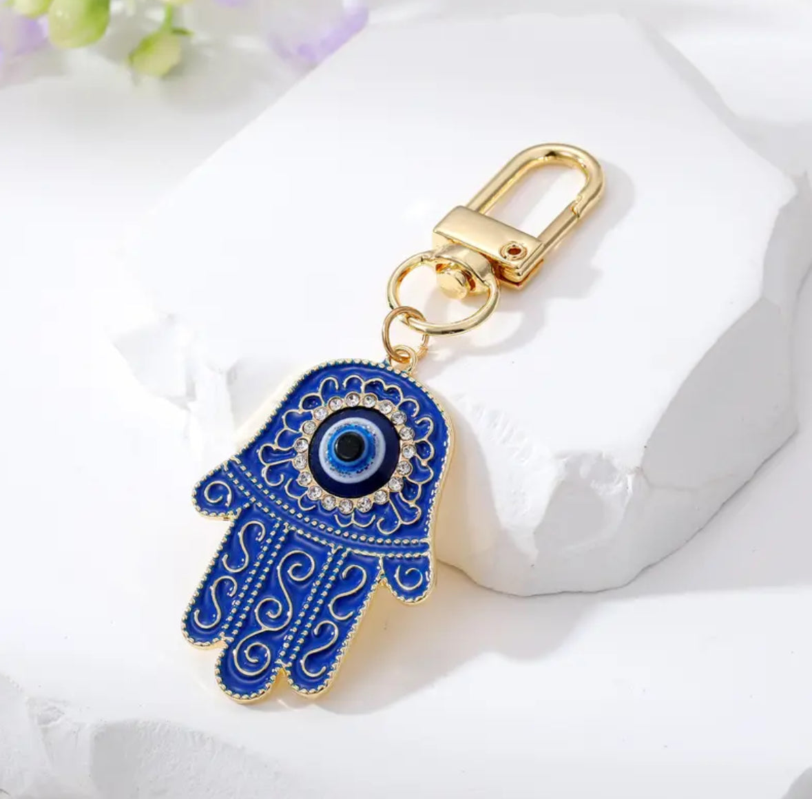 KokoBoho Hamsa Hand Keychain with Evil Eye – Boho Good Luck Charm, Spiritual Protection Key Ring