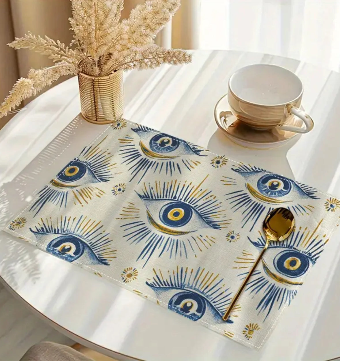 KokoBoho Set of 4 Evil Eye Placemats – Boho Dining Protection & Style