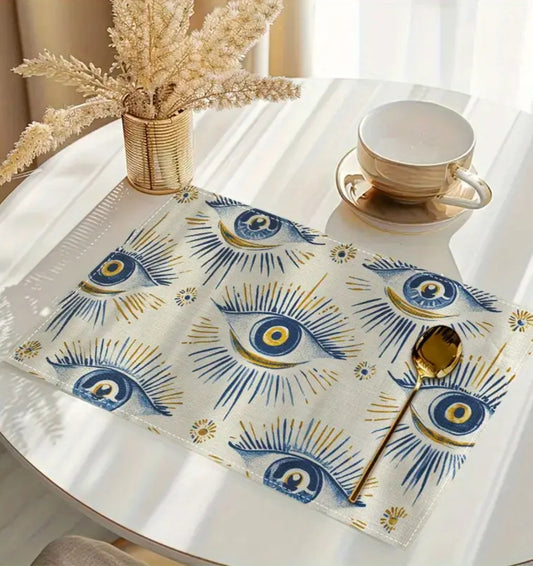 KokoBoho Set of 4 Evil Eye Placemats – Boho Dining Protection & Style