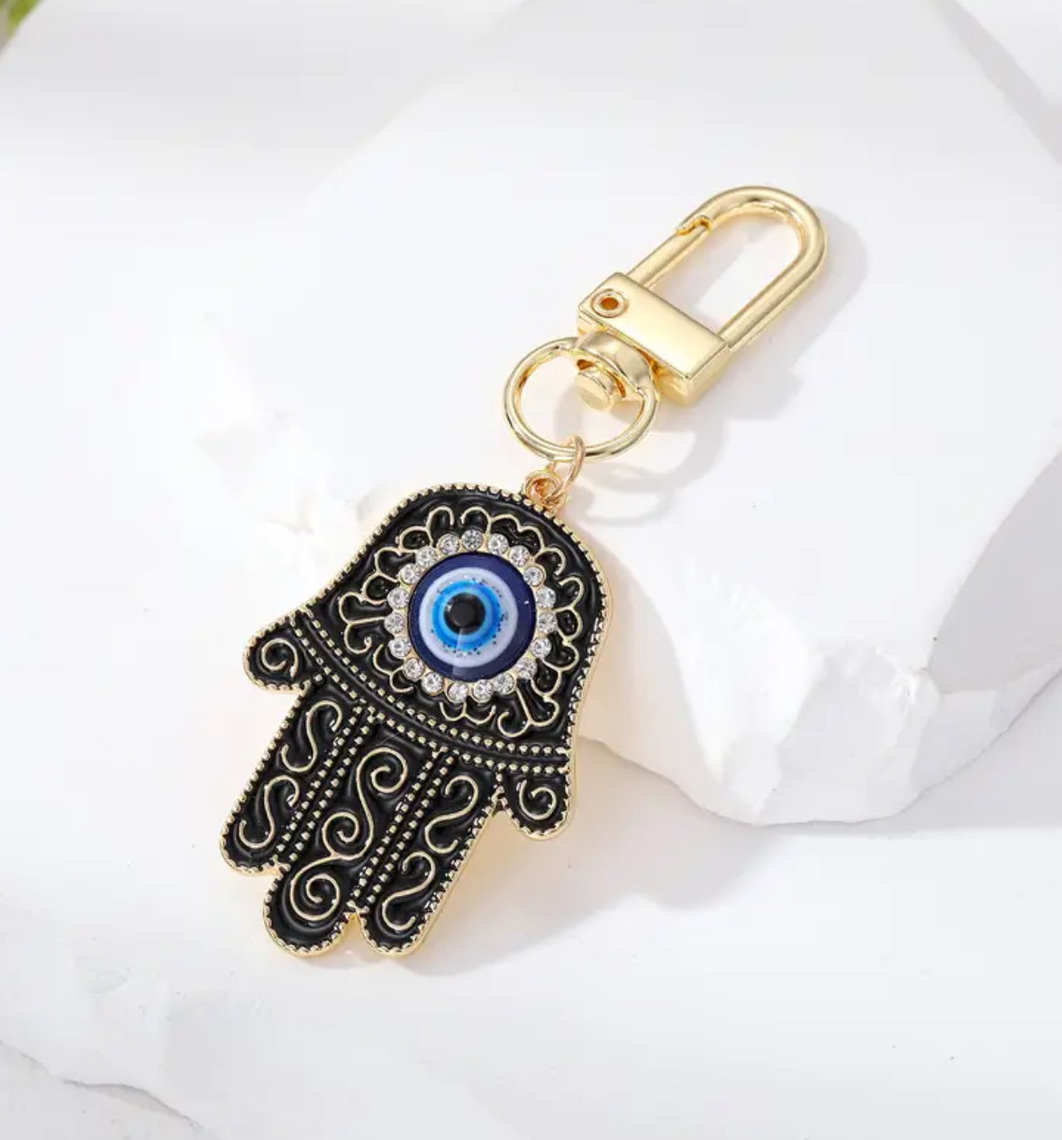 KokoBoho Hamsa Hand Keychain with Evil Eye – Boho Good Luck Charm, Spiritual Protection Key Ring