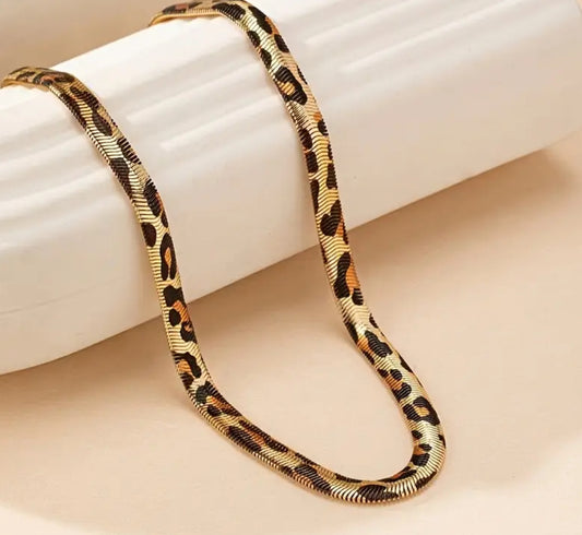 KokoBoho Leopard Print Snake Chain Necklace | Bold Statement Gold Chain Jewellery