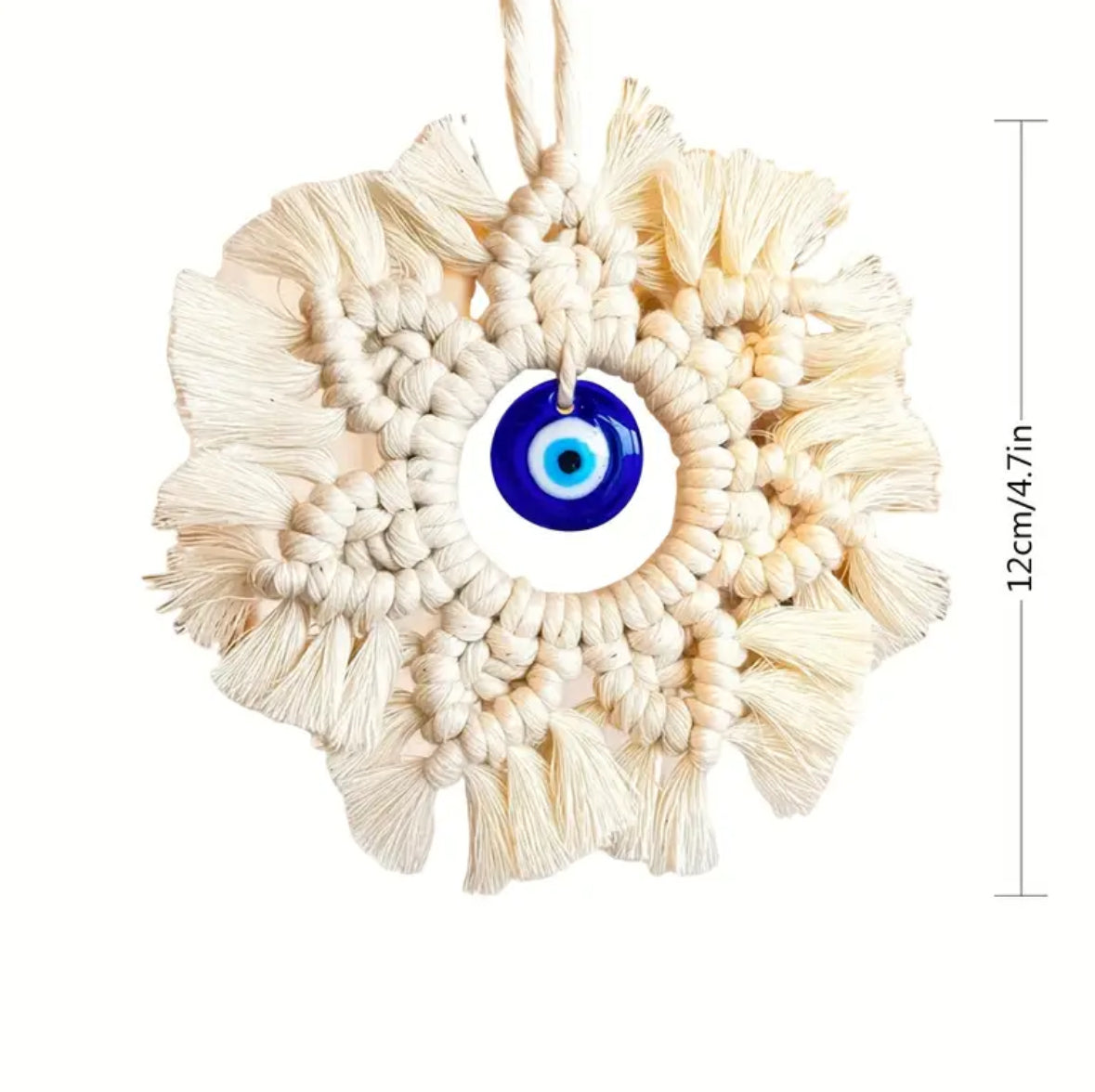 KokoBoho Evil Eye Macramé Wall Hanging – Boho Protective Wall Décor, Spiritual Home Accent