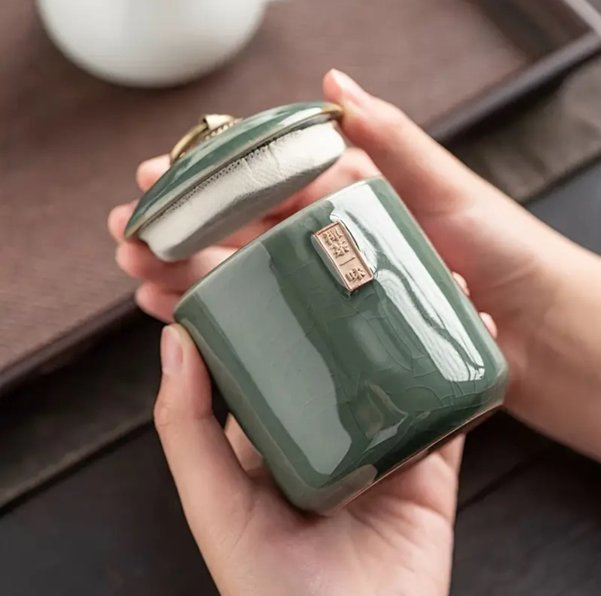 KokoBoho Green Kiln Jar with Lid – Rustic Boho Ceramic Storage & Decorative Home Accent