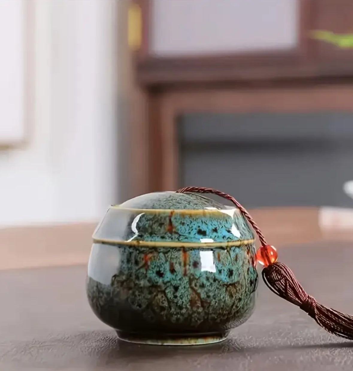 KokoBoho Mini Ceramic Jar with Lid & Tassel – Boho Storage Jar & Decorative Trinket Box