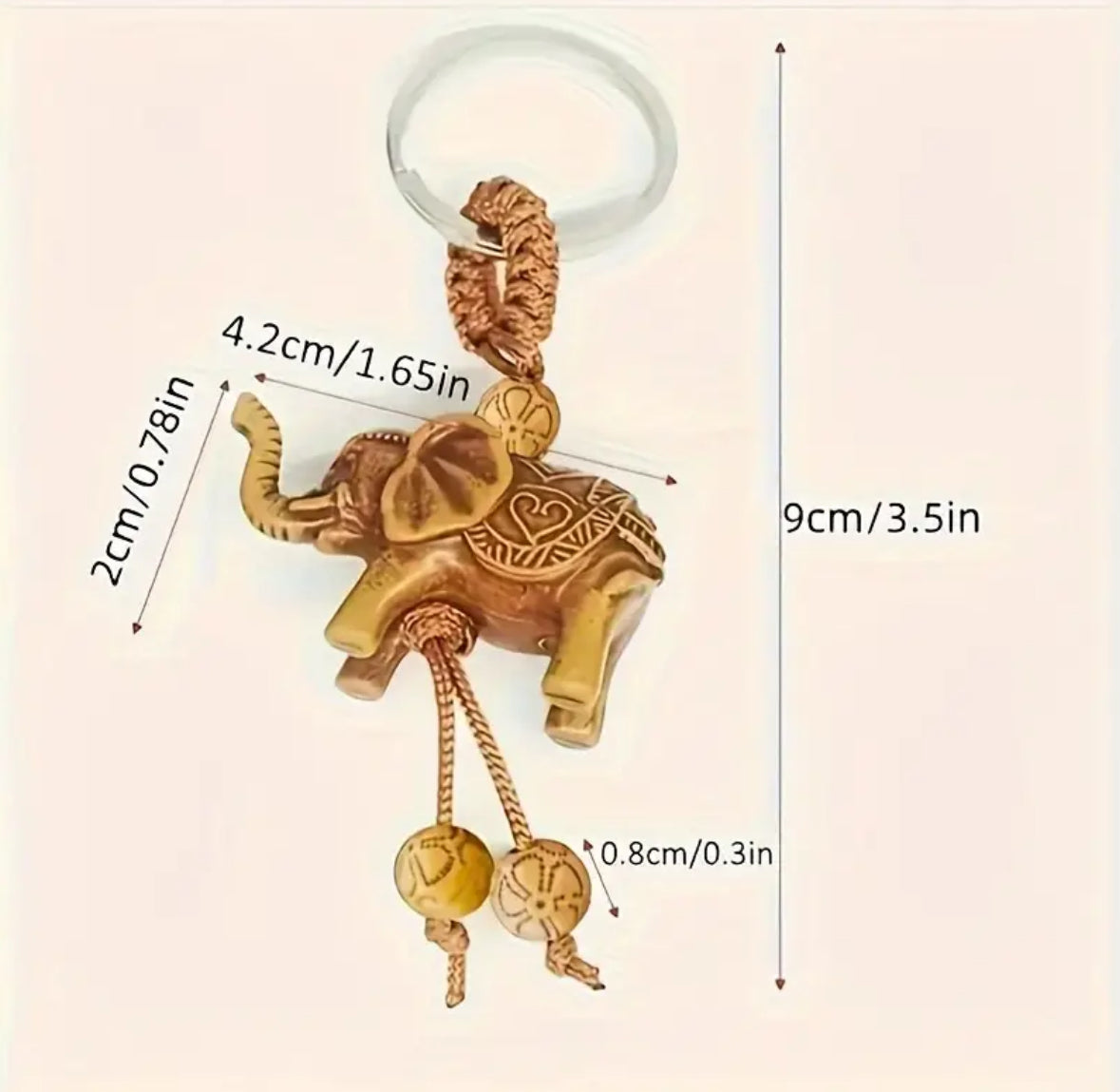 KokoBoho Wood Crafted Elephant Key Charm – Boho Accessory & Symbol of Luck