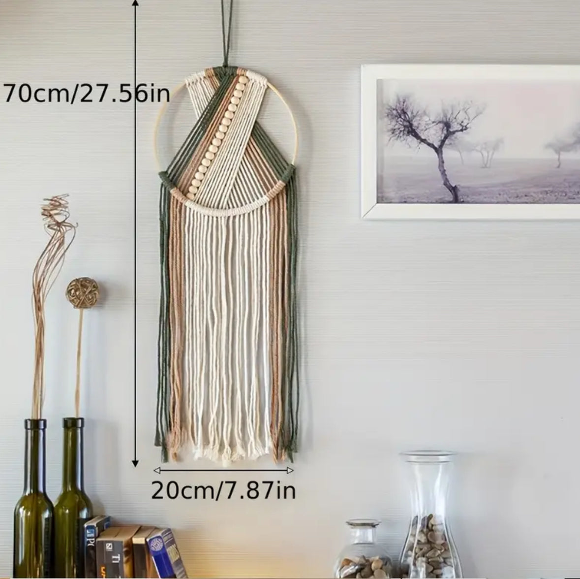 KokoBoho Earthy Tone Macramé Wall Accent with Bead Detailing – Boho Home Décor