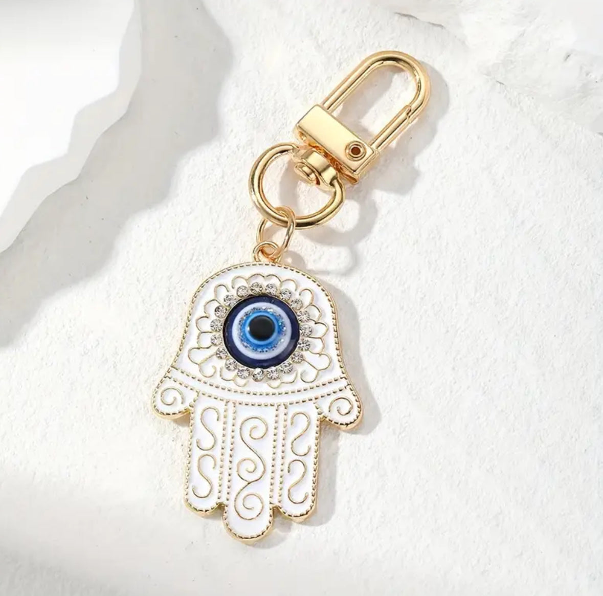 KokoBoho Hamsa Hand Keychain with Evil Eye – Boho Good Luck Charm, Spiritual Protection Key Ring