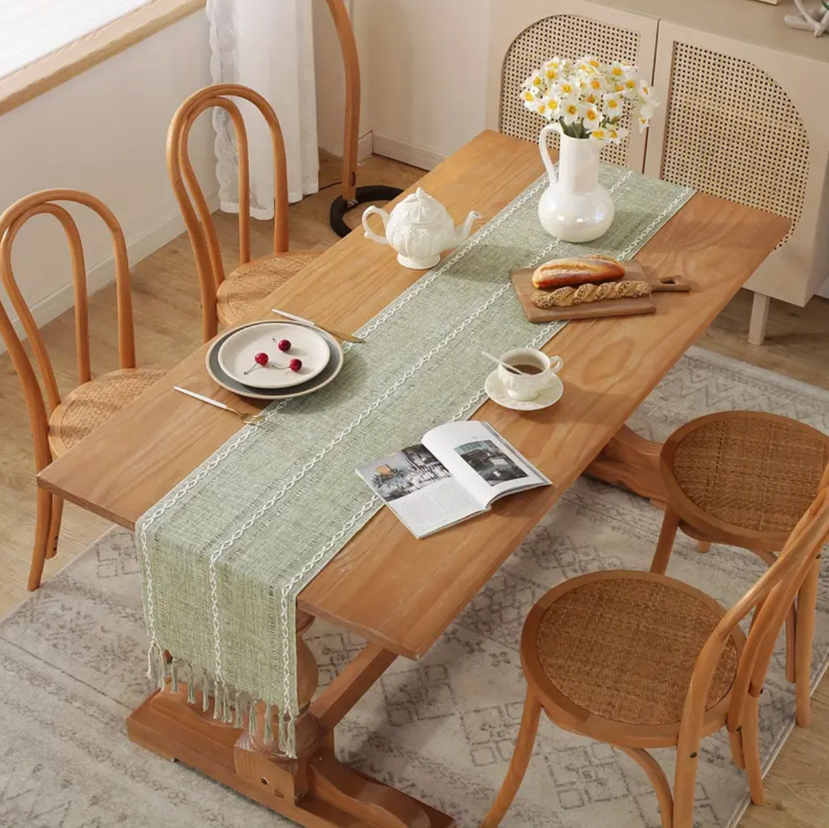 Kokoboho Sage Green Table Runner – Boho Dining & Home Décor