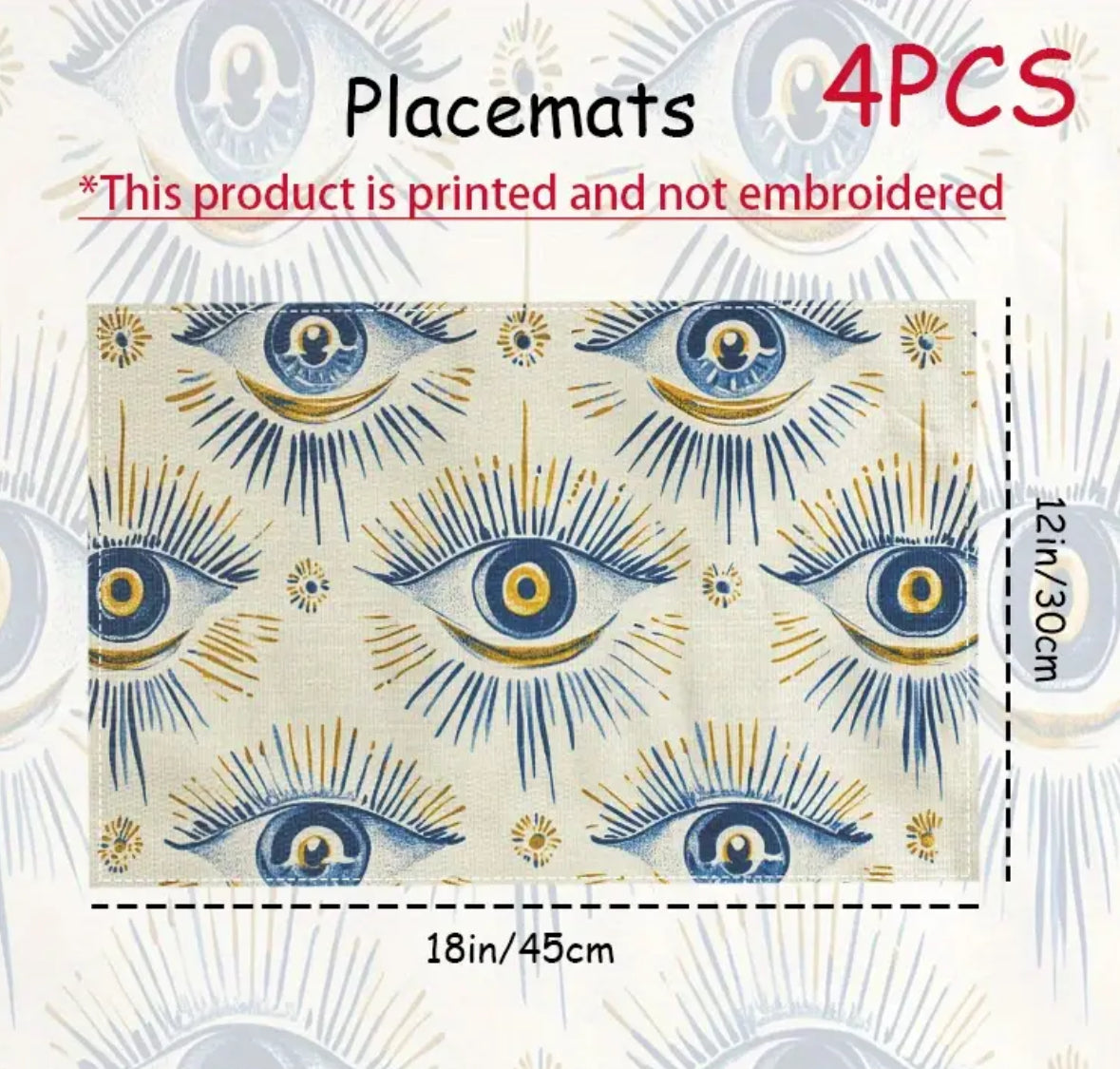 KokoBoho Set of 4 Evil Eye Placemats – Boho Dining Protection & Style