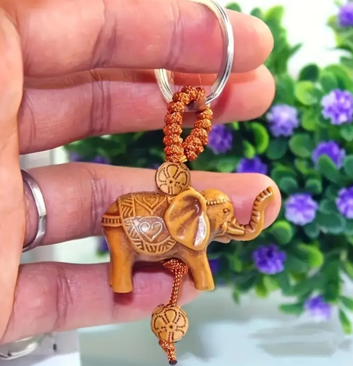 KokoBoho Wood Crafted Elephant Key Charm – Boho Accessory & Symbol of Luck