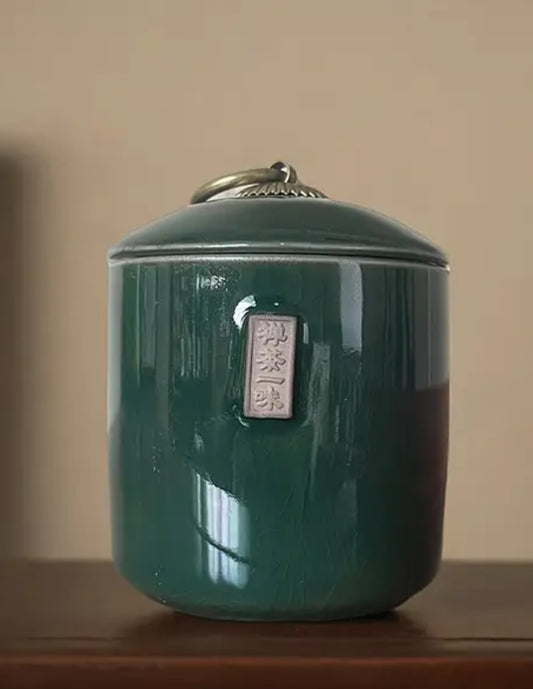 KokoBoho Green Kiln Jar with Lid – Rustic Boho Ceramic Storage & Decorative Home Accent