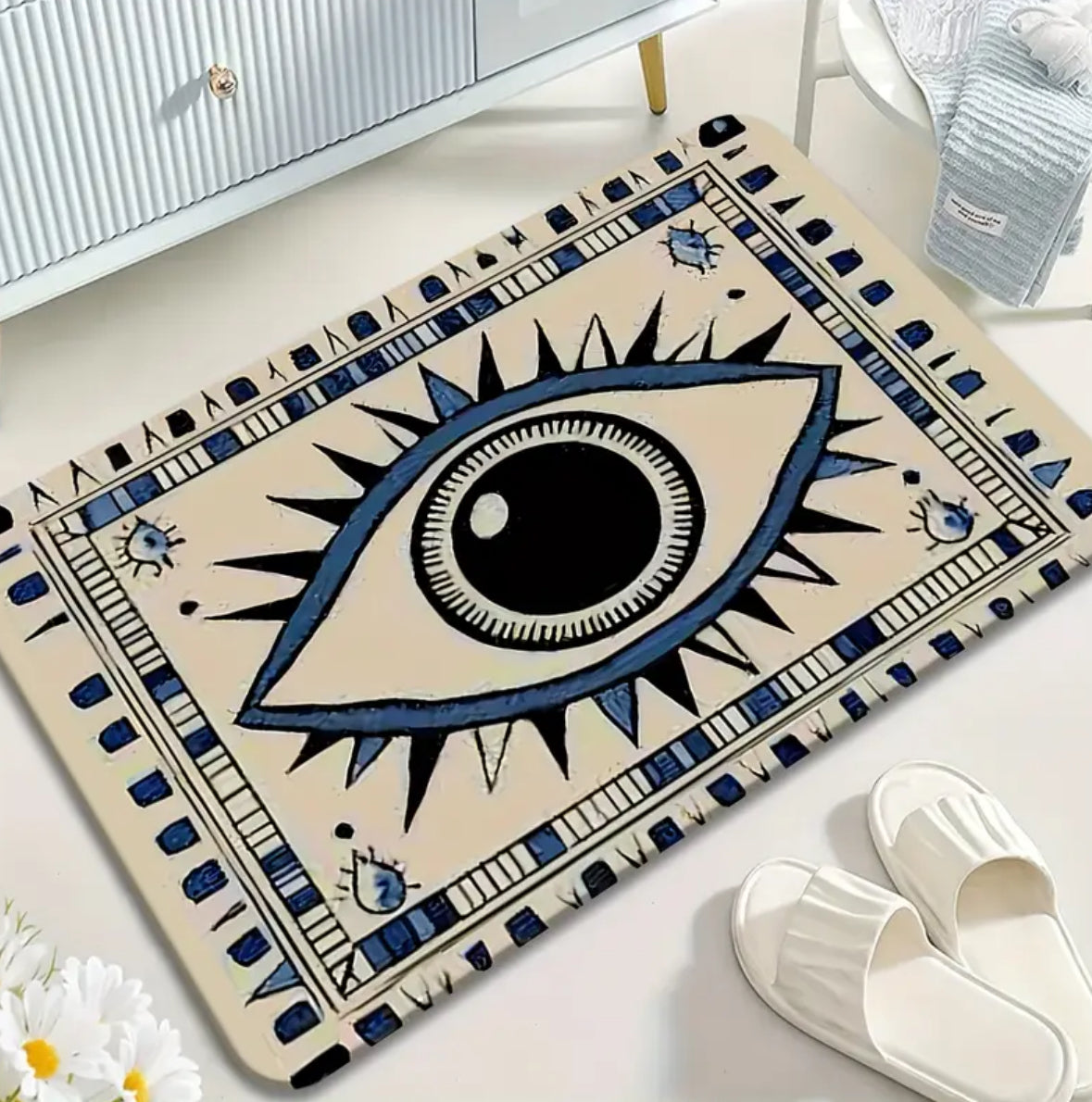 KokoBoho Evil Eye Bath Rug – Boho Bathroom Protection & Style