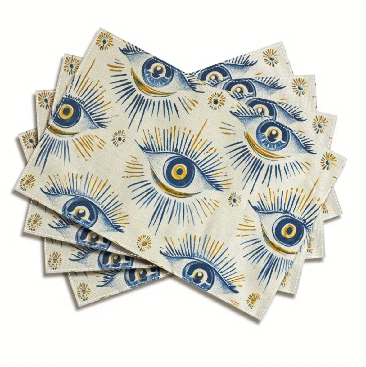 KokoBoho Set of 4 Evil Eye Placemats – Boho Dining Protection & Style