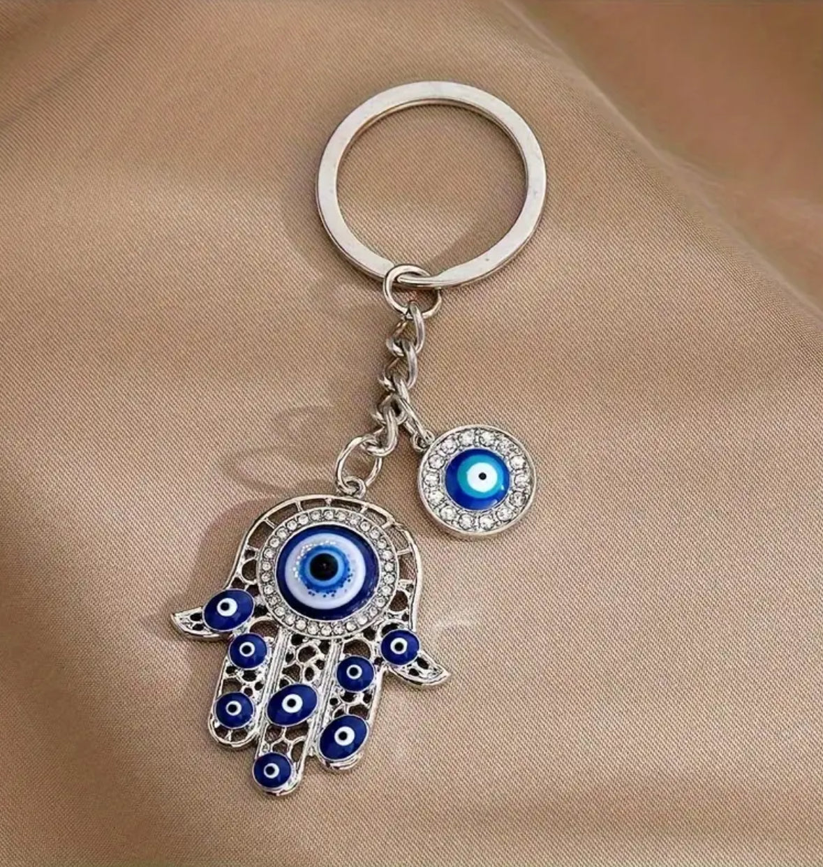 KokoBoho Hamsa Hand Key Charm with Evil Eye detail – Boho Good Luck Charm