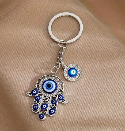 KokoBoho Hamsa Hand Key Charm with Evil Eye detail – Boho Good Luck Charm