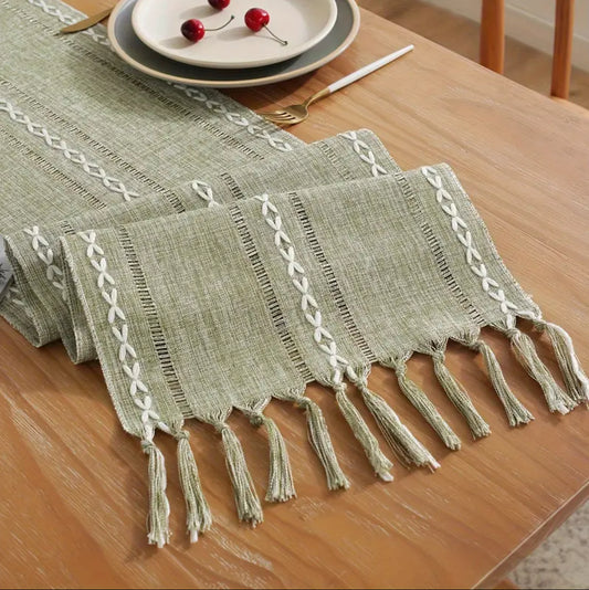Kokoboho Sage Green Table Runner – Boho Dining & Home Décor