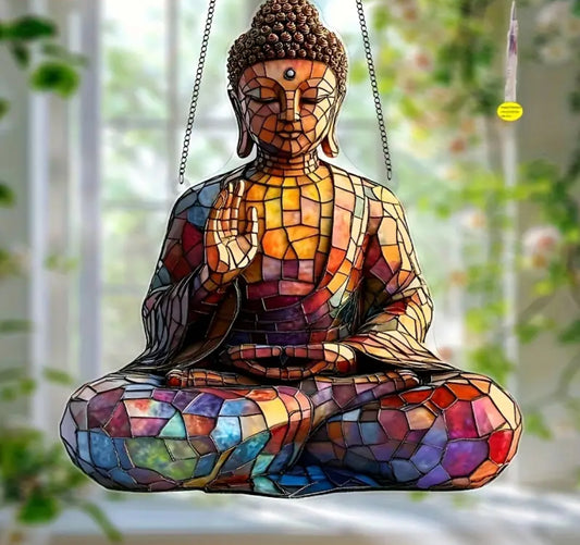 KokoBoho Multicoloured Acrylic Buddha Wall Accent – Boho Spiritual Décor