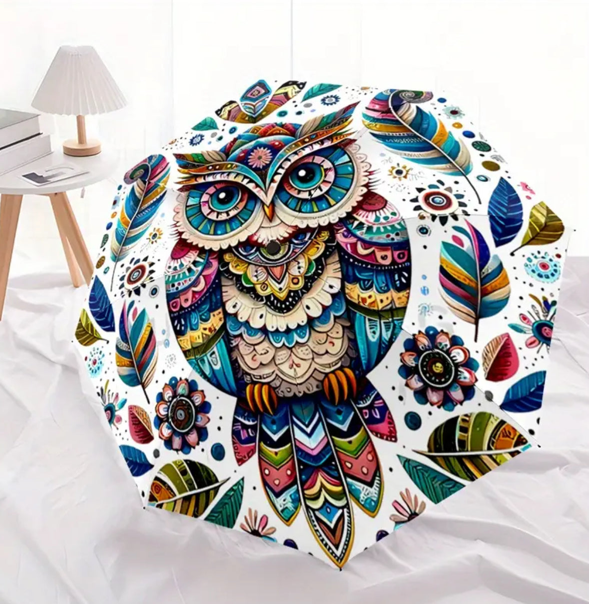 KokoBoho Vibrant Owl Umbrella - Rainy Day Essential