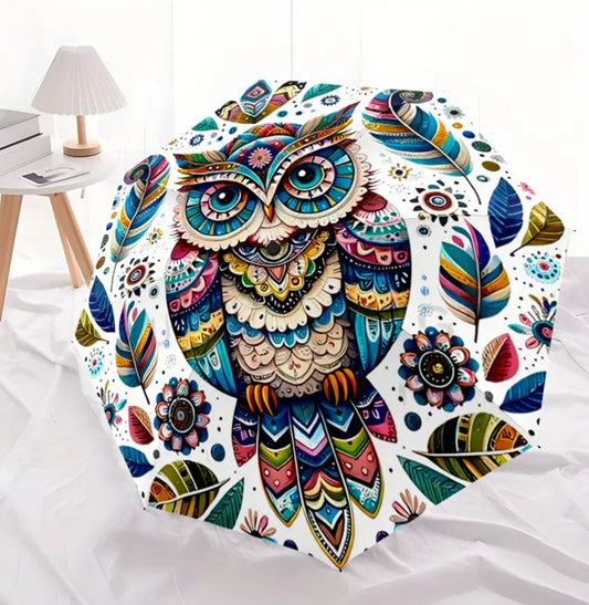 KokoBoho Vibrant Owl Umbrella - Rainy Day Essential