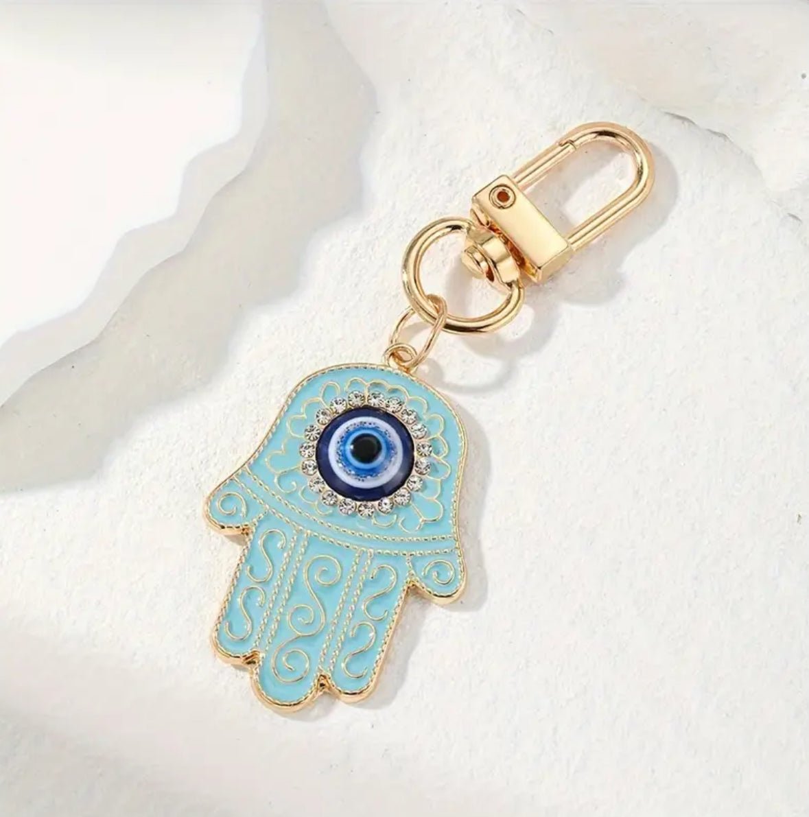 KokoBoho Hamsa Hand Keychain with Evil Eye – Boho Good Luck Charm, Spiritual Protection Key Ring