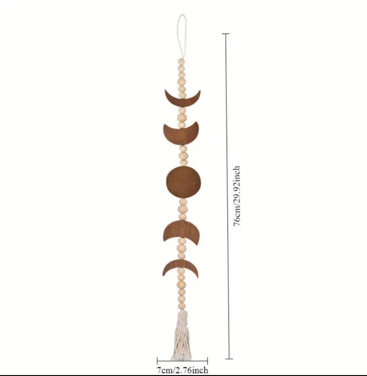 KokoBoho Wooden Moon Phase Wall Art – Boho Wall Décor with Beads & Spiritual Home Decoration