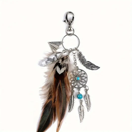 KokoBoho Feather Key Charm – Dreamcatcher-Inspired Keychain, Spiritual Good Luck Accessory
