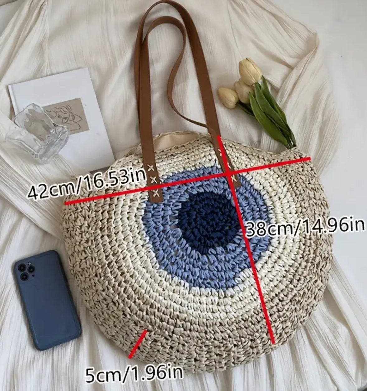 KokoBoho Woven Shoulder Bag with Evil Eye Design – Boho Luxe Tote & Protective Summer Accessory