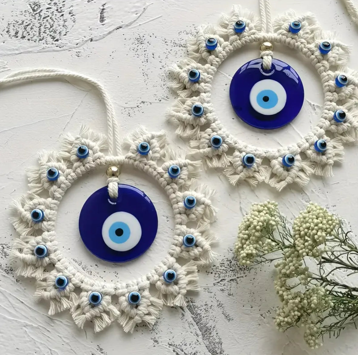 KokoBoho Evil Eye Macramé Wall Hanging – Boho Protective Wall Décor, Spiritual Home Accent